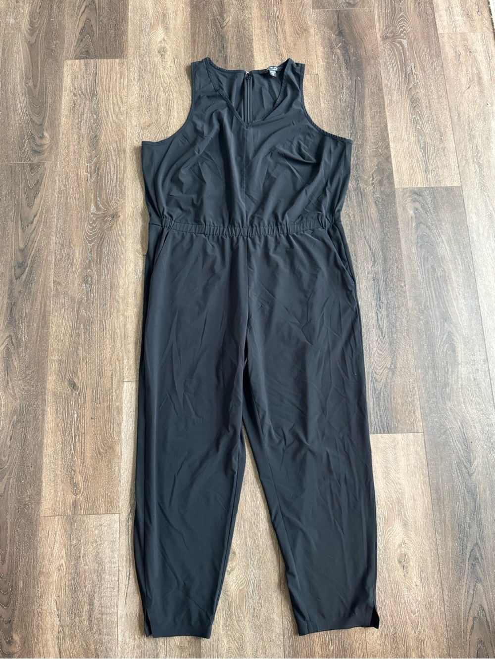 Athleta Black Sleeveless Jumpsuit with Elastic Waist Size 18